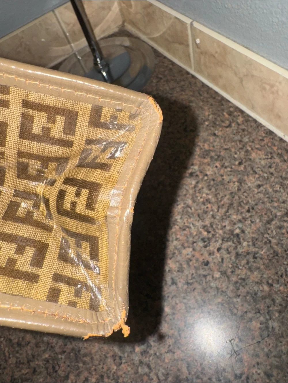 Fendi Zucchino FF vintage Monogram Canvas Clutch Pouch authentic